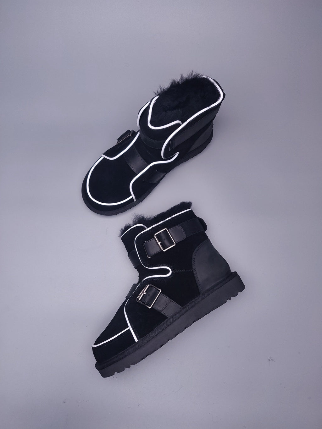 8358 Glow-in-the-Dark Moto Snow Boots – Black (In Stock)