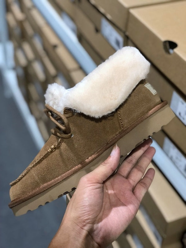 3090 Faux Fur Lace-Up Ankle Boots – Chestnut (In Stock)