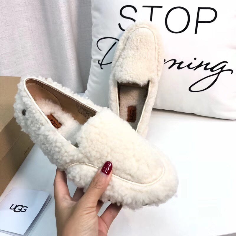 5108 Teddy White Wool Driving Loafers