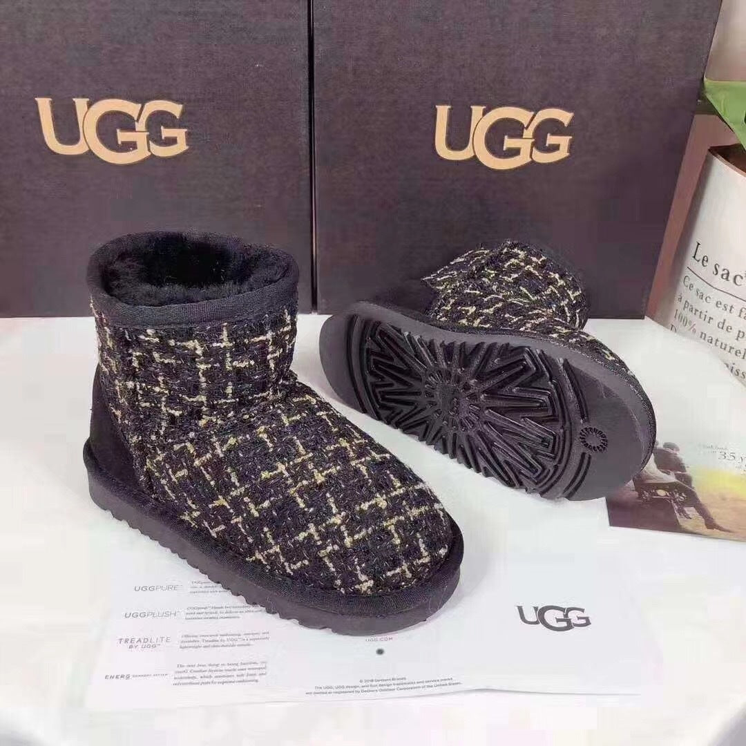 5854 Kids Chanel-Style Snow Boots – Black