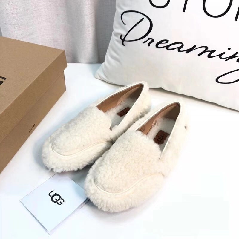 5108 Teddy White Wool Driving Loafers