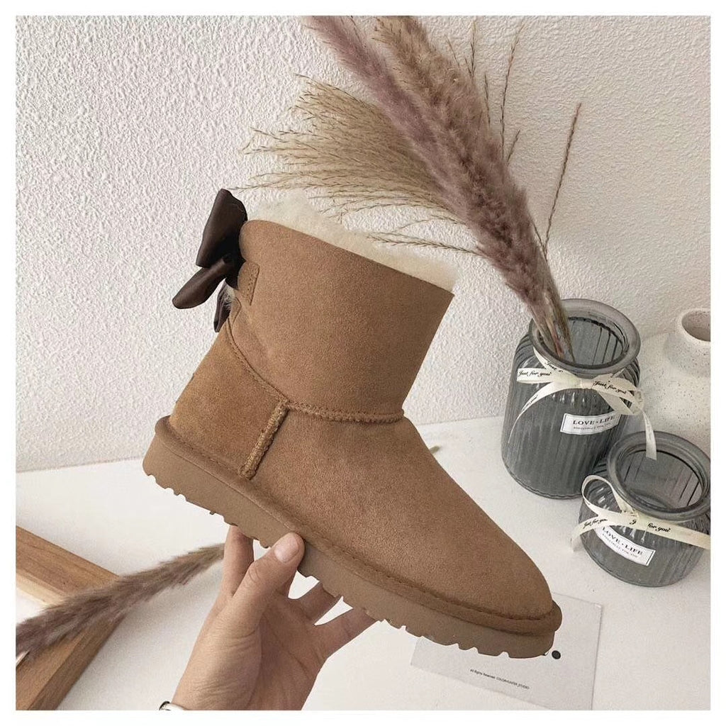 3130 Chic Bow Ankle Boots – Chestnut