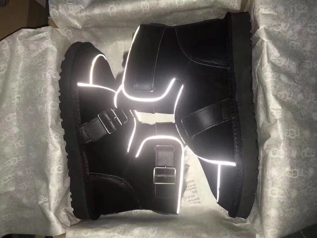 8358 Glow-in-the-Dark Moto Snow Boots – Black (In Stock)