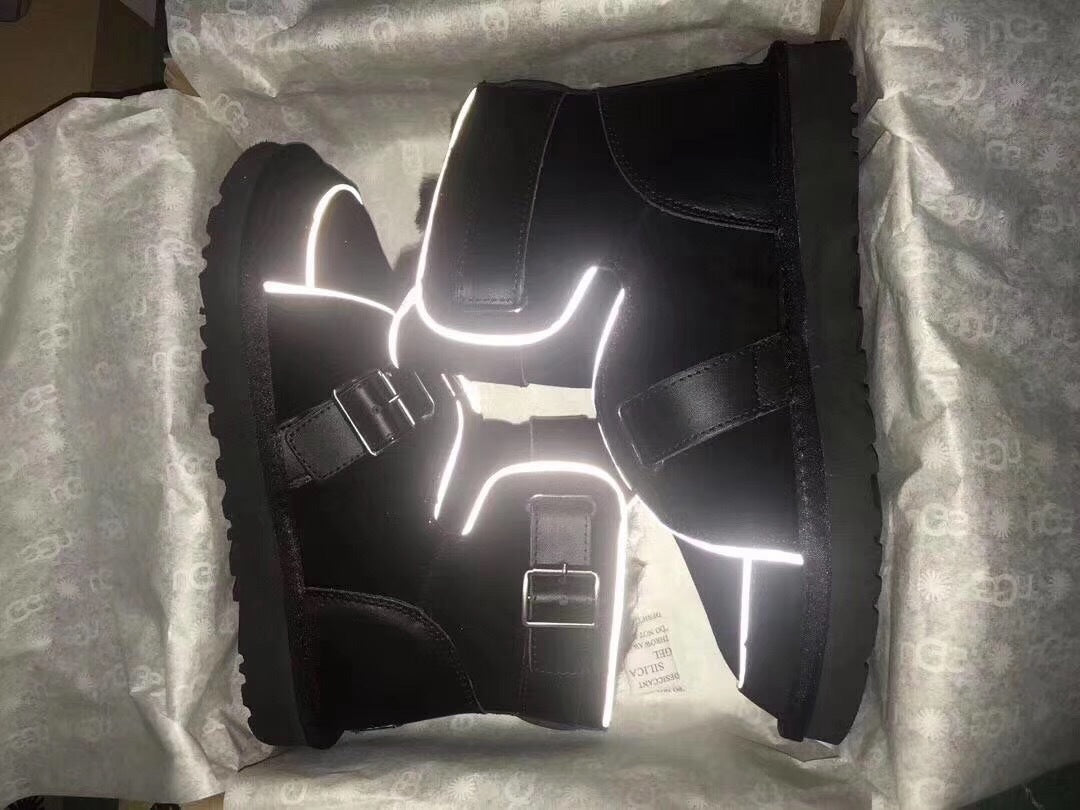 8358 Glow-in-the-Dark Moto Snow Boots – Black (In Stock)