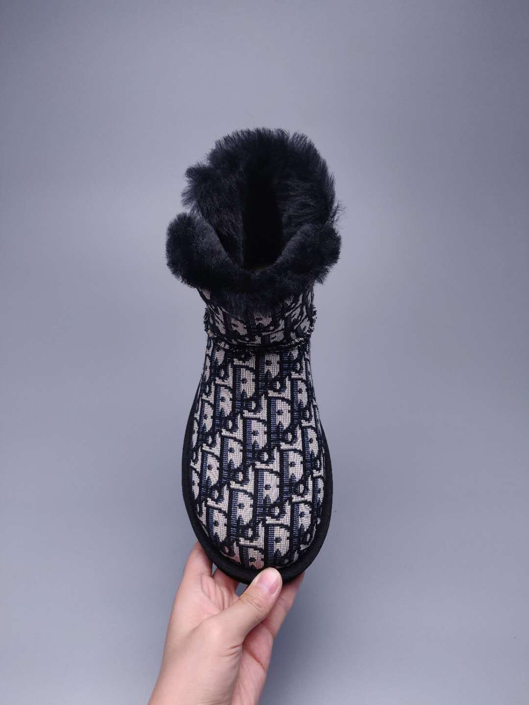 6554 Dior-Inspired Woven Texture Boots – Black (In Stock)