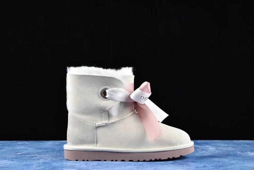 8518 Pom-Pom Double Ribbon Shoes – Sand