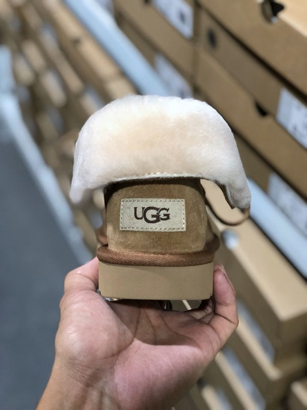 3090 Faux Fur Lace-Up Ankle Boots – Chestnut (In Stock)