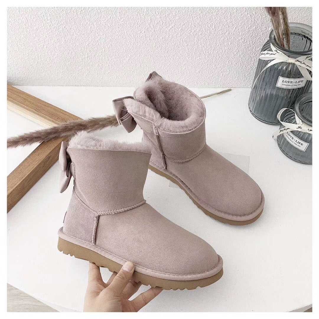 3130 Chic Bow Ankle Boots – Dusty Pink