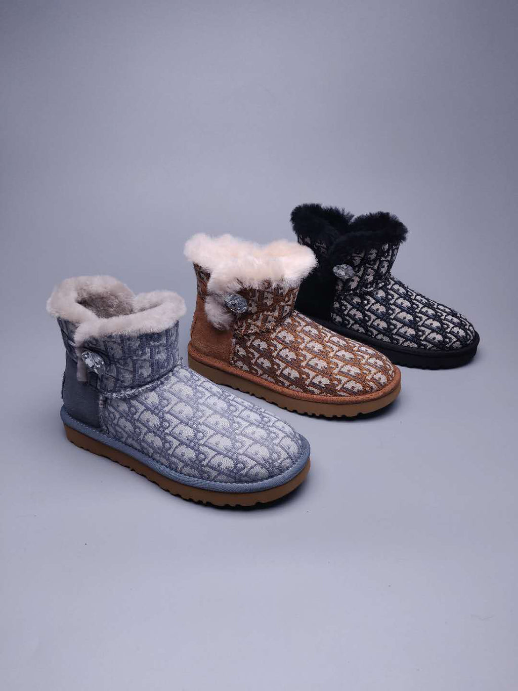 6554 Dior-Inspired Woven Texture Boots – Chestnut (In Stock)
