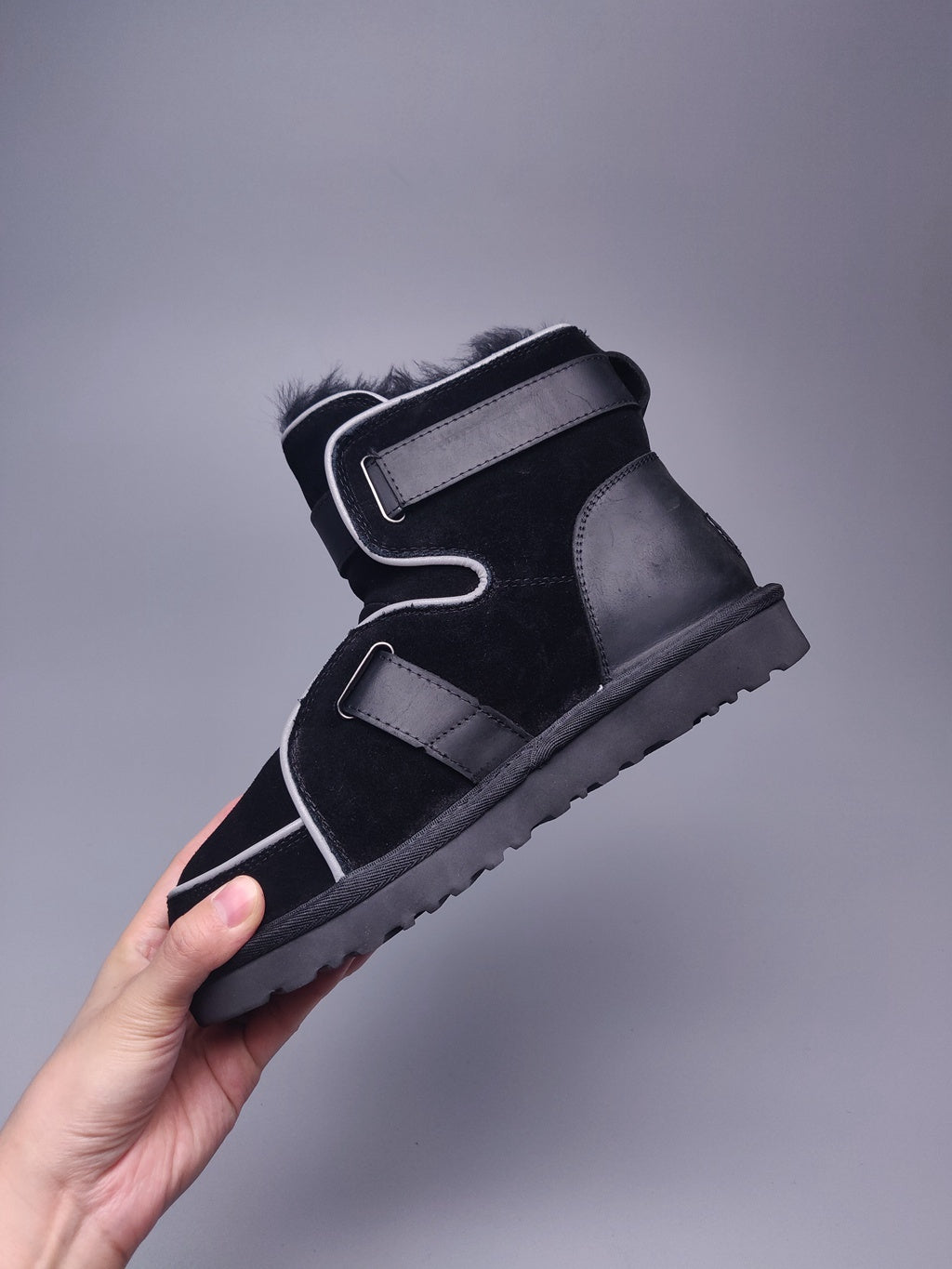 8358 Glow-in-the-Dark Moto Snow Boots – Black (In Stock)