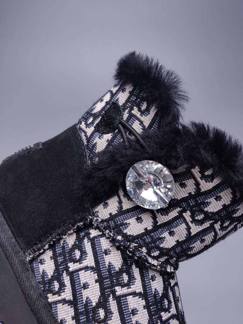 6554 Dior-Inspired Woven Texture Boots – Black (In Stock)