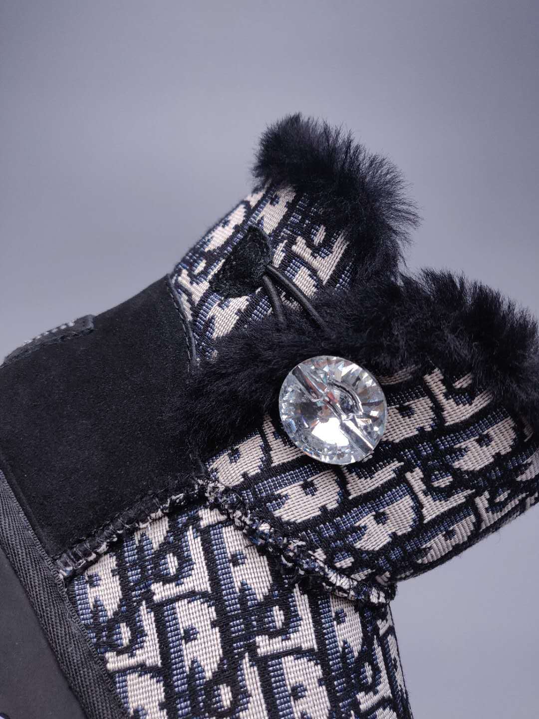 6554 Dior-Inspired Woven Texture Boots – Black (In Stock)