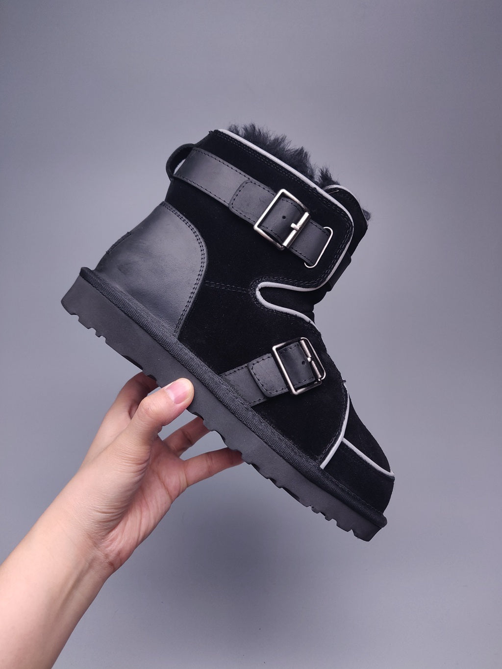 8358 Glow-in-the-Dark Moto Snow Boots – Black (In Stock)