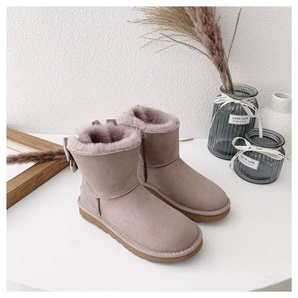 3130 Chic Bow Ankle Boots – Dusty Pink