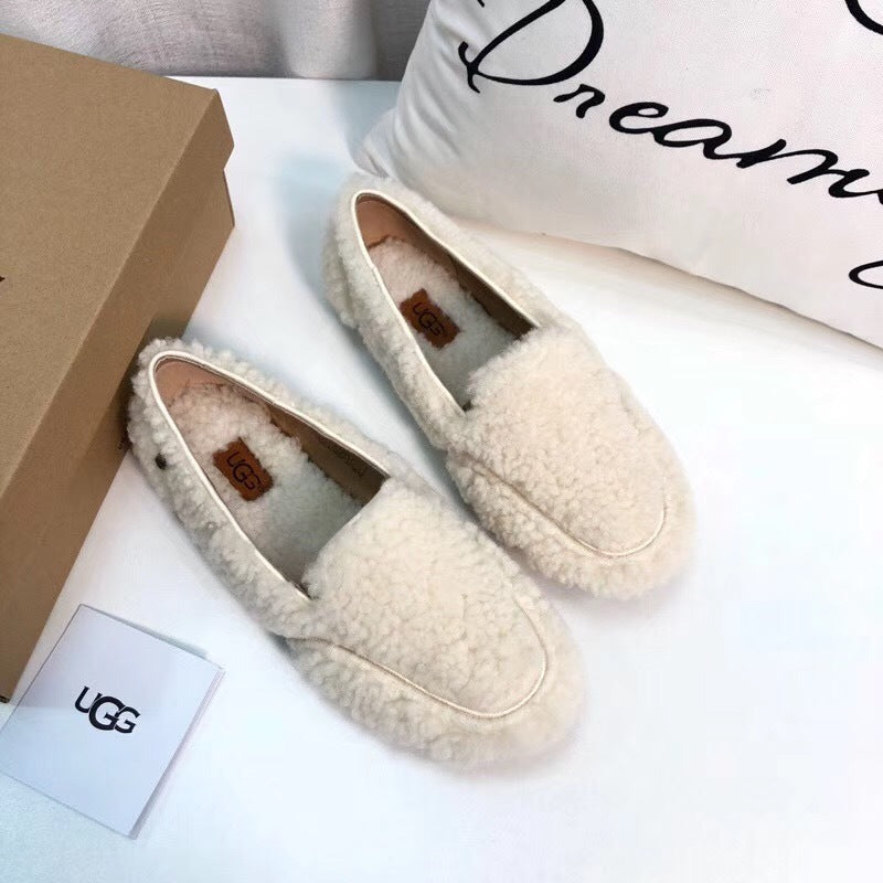 5108 Teddy White Wool Driving Loafers