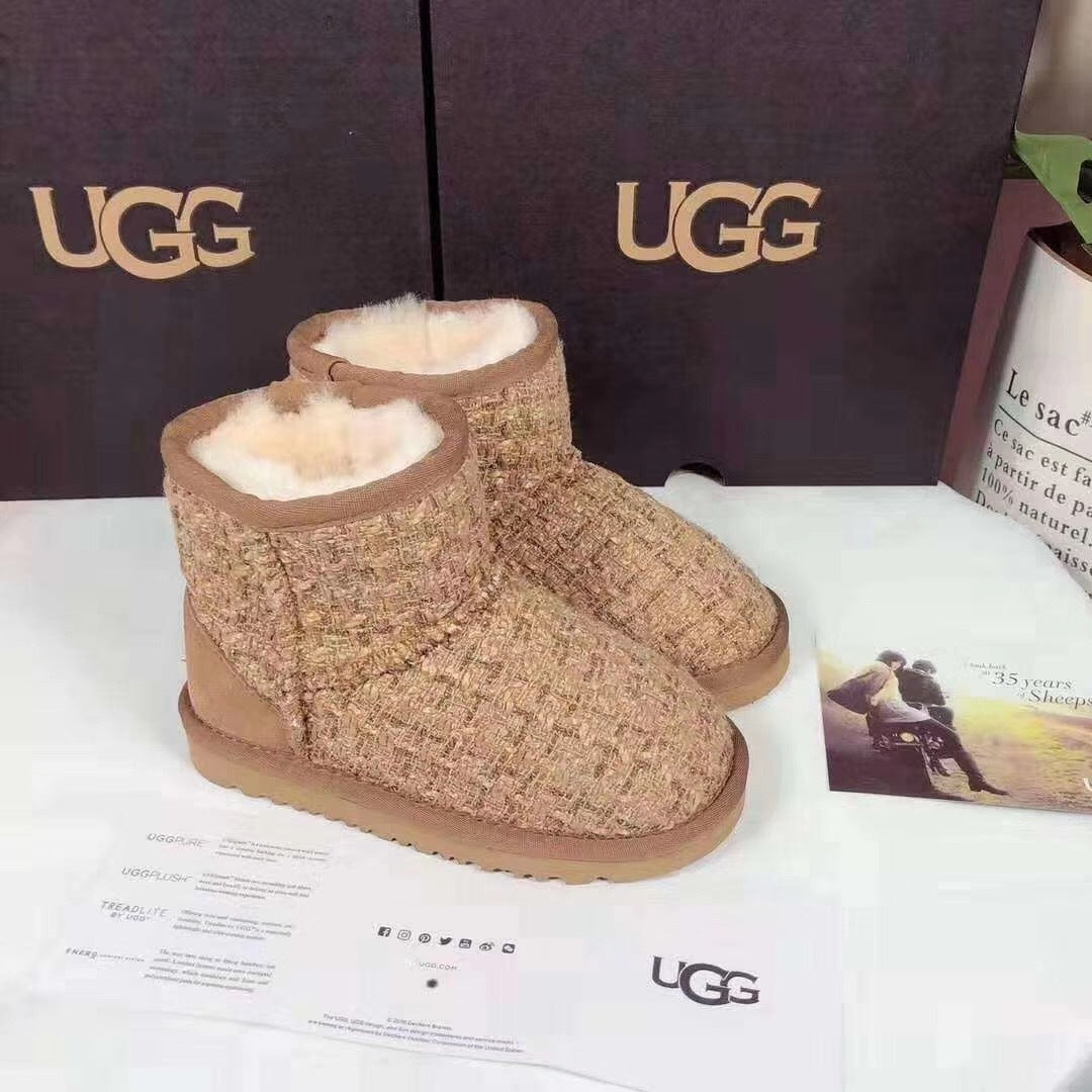 5854 Kids Chanel-Style Snow Boots – Chestnut