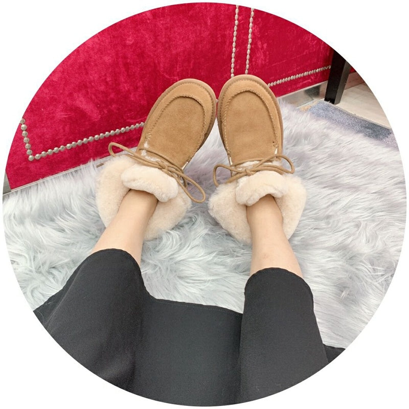 3090 Faux Fur Lace-Up Ankle Boots – Chestnut (In Stock)