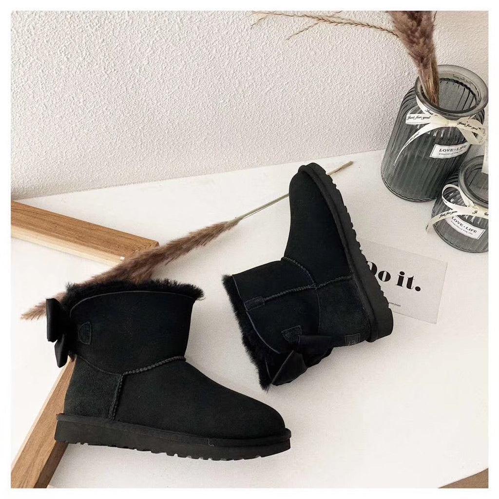 3130 Chic Bow Ankle Boots – Black