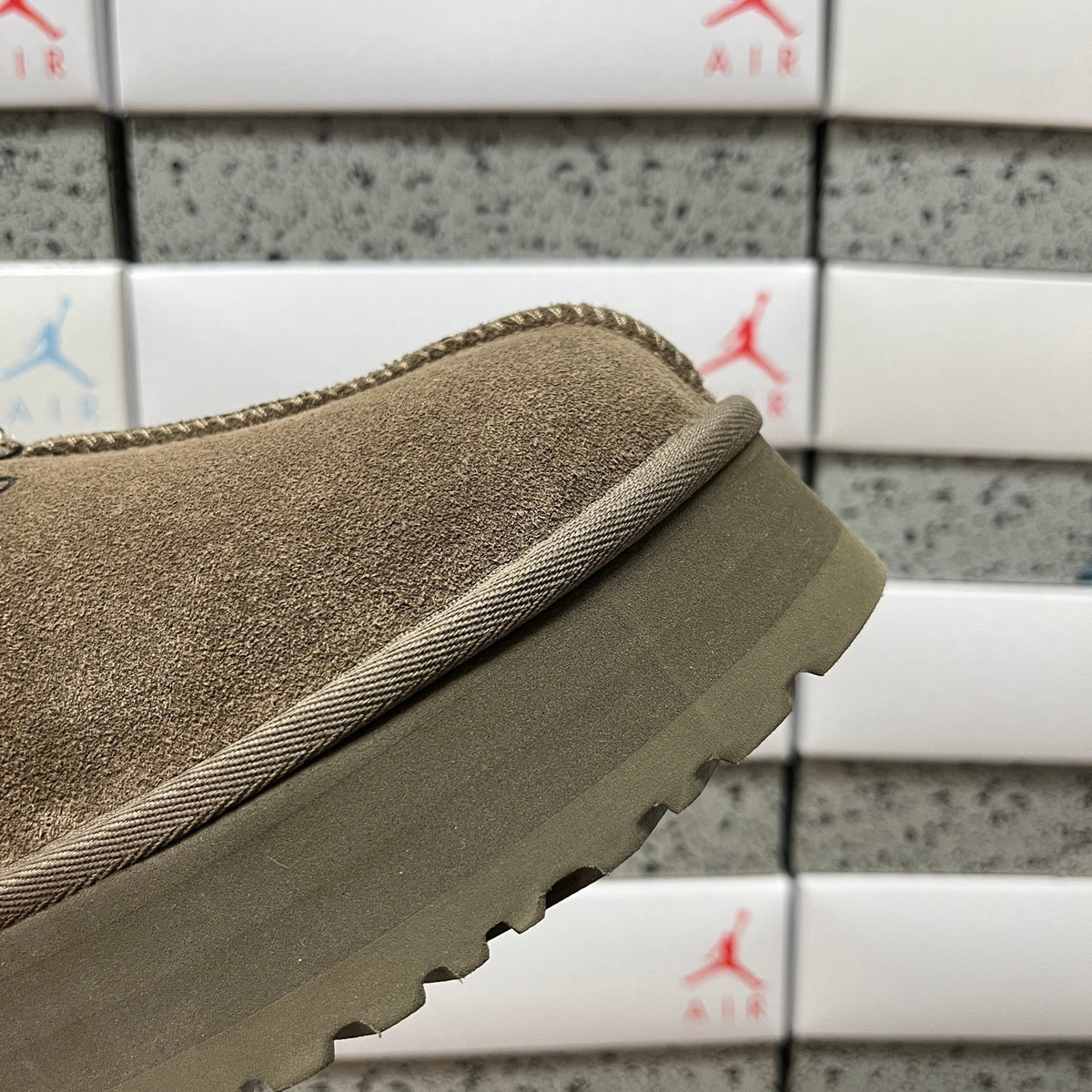 UGG Tazz Platform Slipper – Women’s Suede Clog with Multi-Tone Braided Collar in Olive
