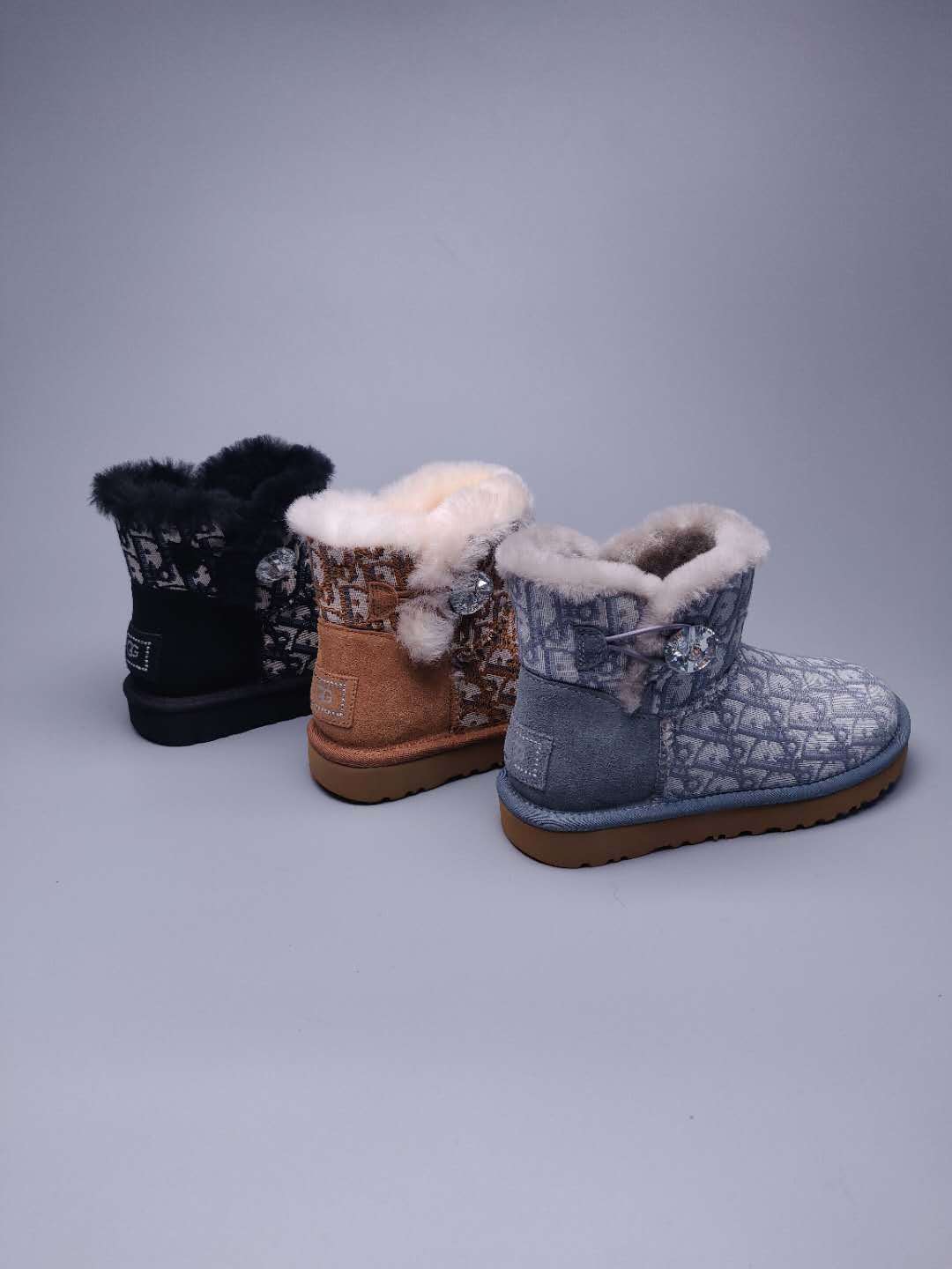 6554 Dior-Inspired Woven Texture Boots – Chestnut (In Stock)