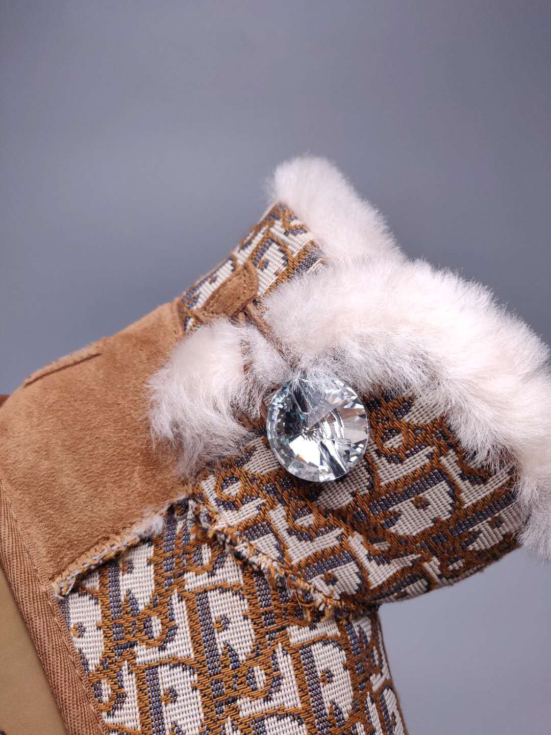 6554 Dior-Inspired Woven Texture Boots – Chestnut (In Stock)