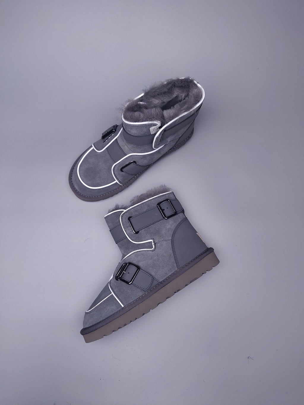 8358 Glow-in-the-Dark Moto Snow Boots – Grey (In Stock)