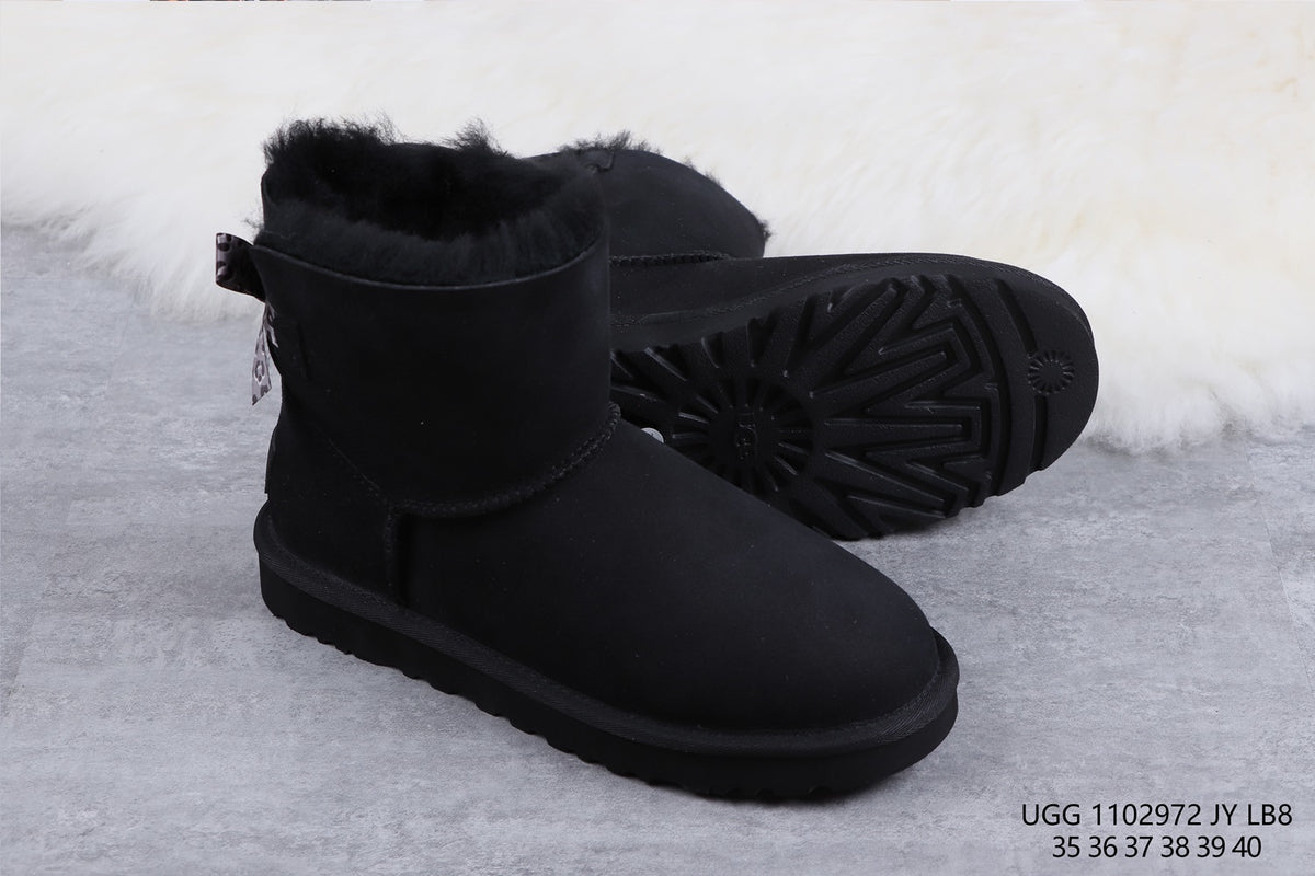 2972 Classic Mini II Exotic Bow Boots – Black (In Stock)