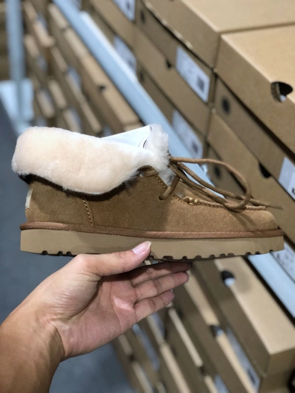 3090 Faux Fur Lace-Up Ankle Boots – Chestnut (In Stock)