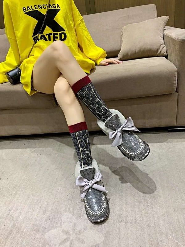 7888 Daisy Crystal Ribbon Boots – Mineral Grey (In Stock)
