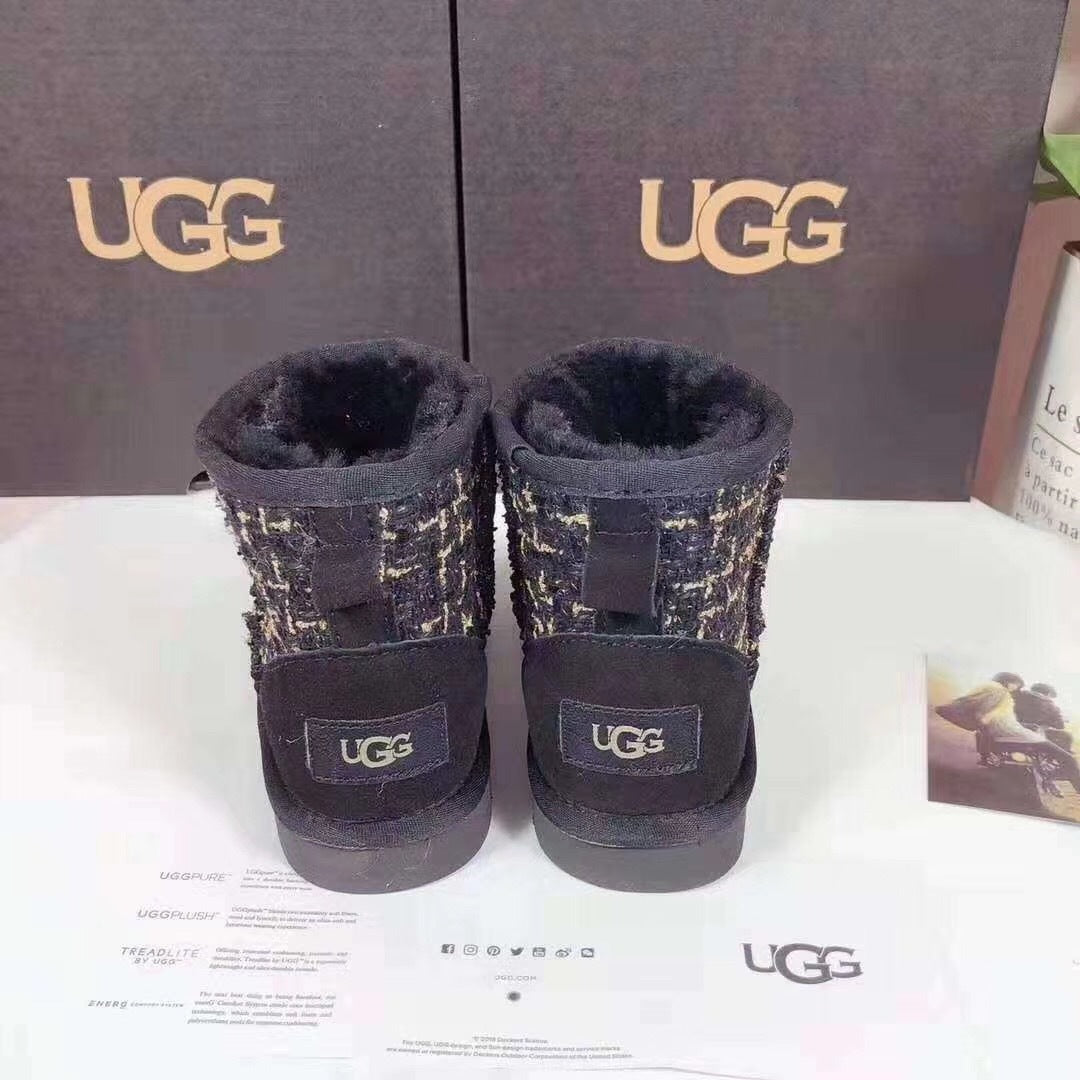 5854 Kids Chanel-Style Snow Boots – Black