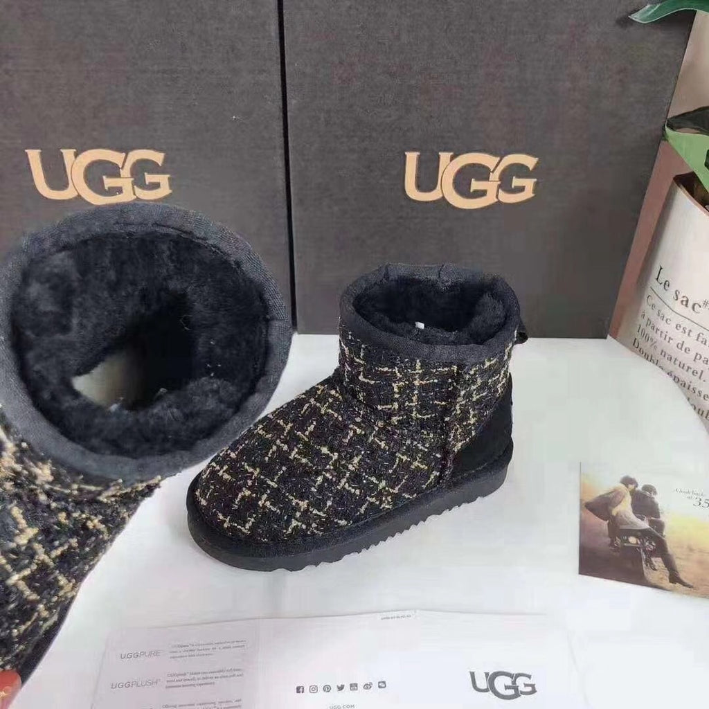 5854 Kids Chanel-Style Snow Boots – Black