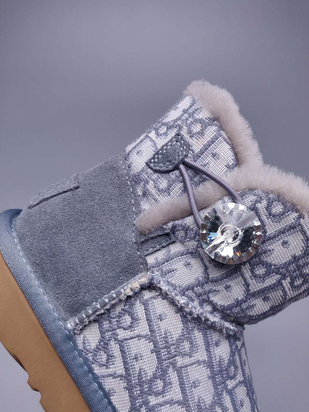 6554 Dior-Inspired Woven Texture Boots – Grey (In Stock)