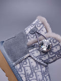 6554 Dior-Inspired Woven Texture Boots – Grey (In Stock)