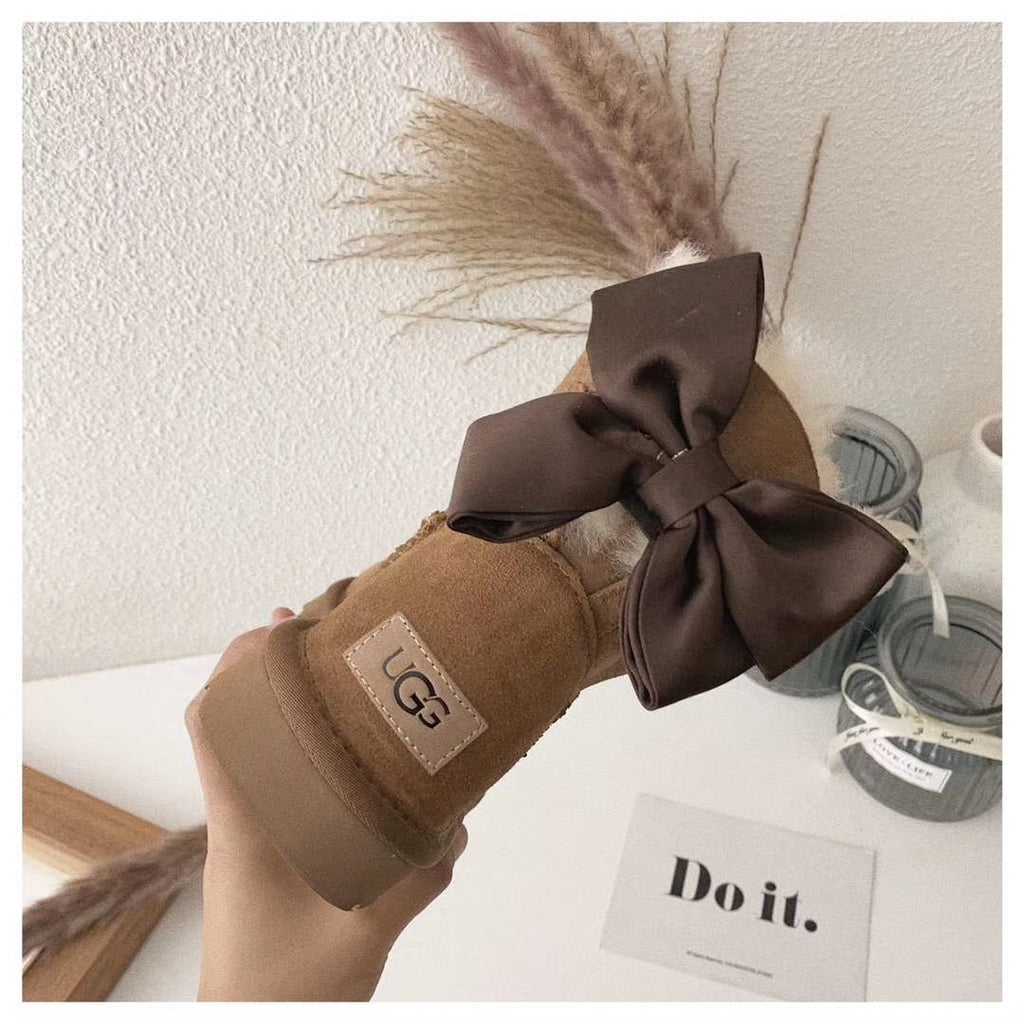 3130 Chic Bow Ankle Boots – Chestnut