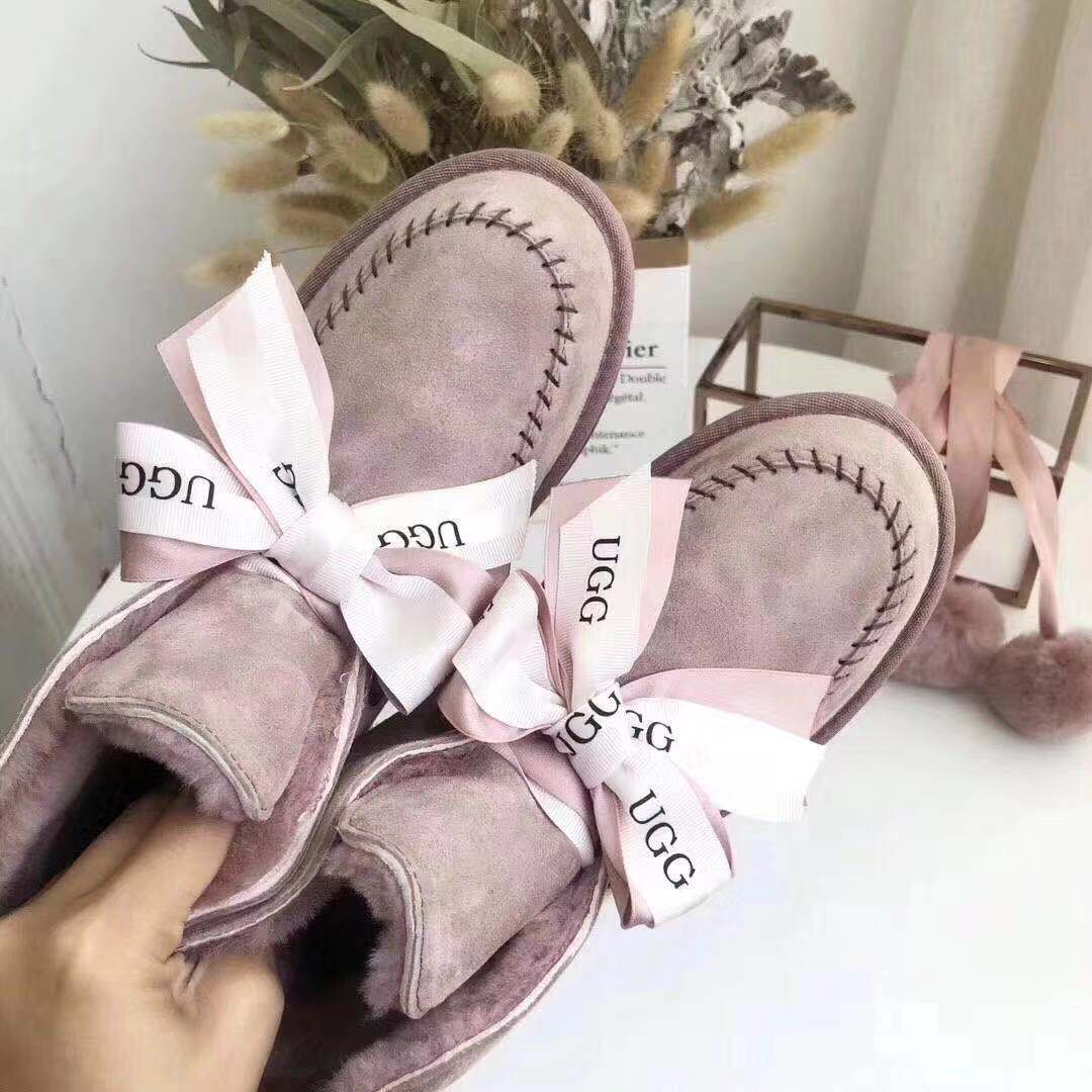 7541 New Pom-Pom Double Ribbon Shoes – 2-in-1 Style (Pink)