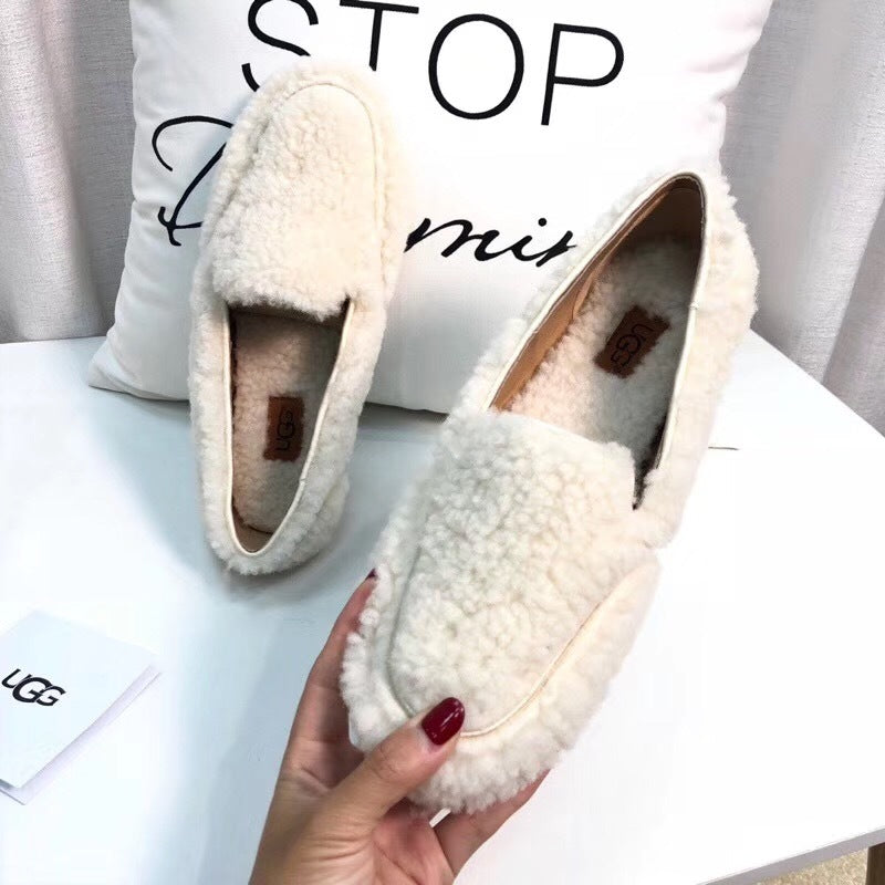 5108 Teddy White Wool Driving Loafers