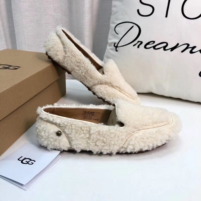 5108 Teddy White Wool Driving Loafers