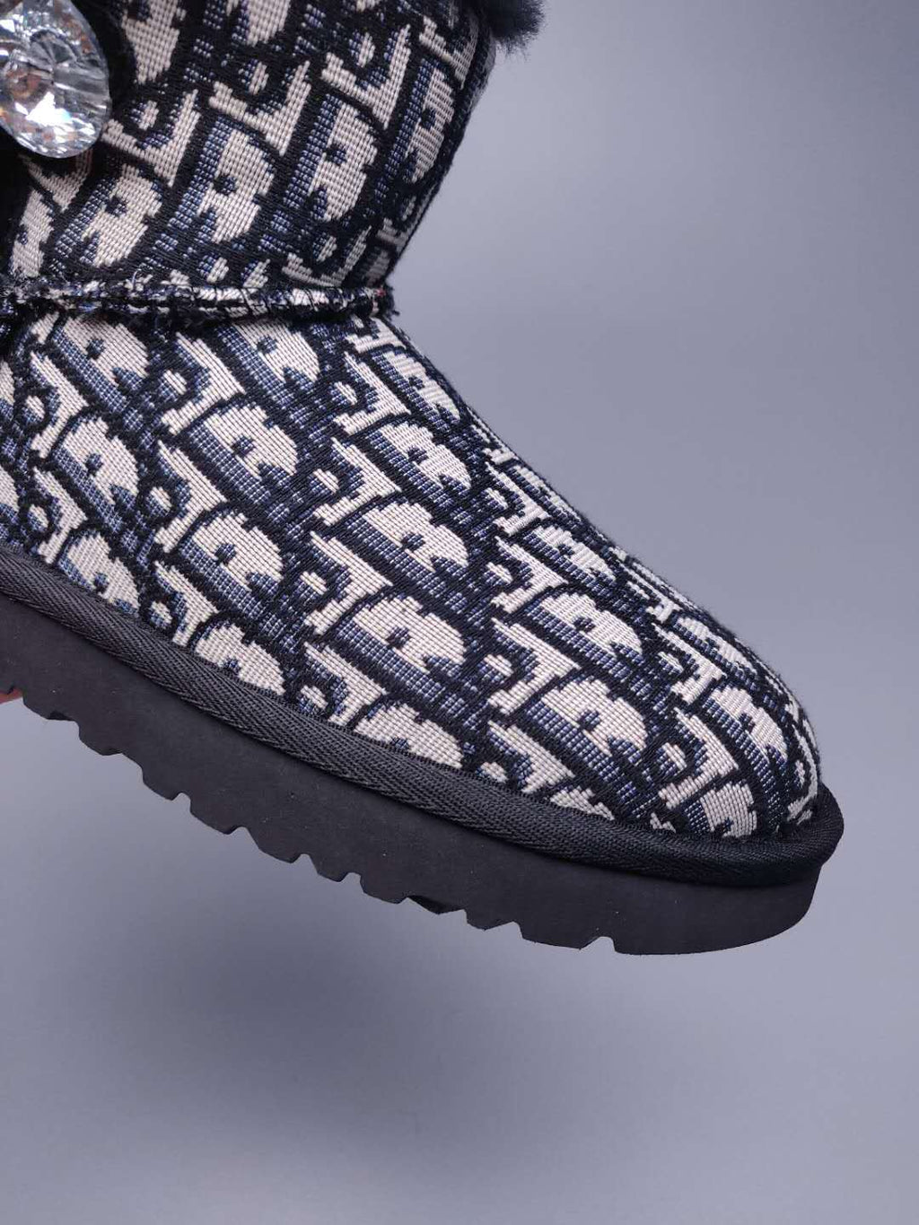 6554 Dior-Inspired Woven Texture Boots – Black (In Stock)
