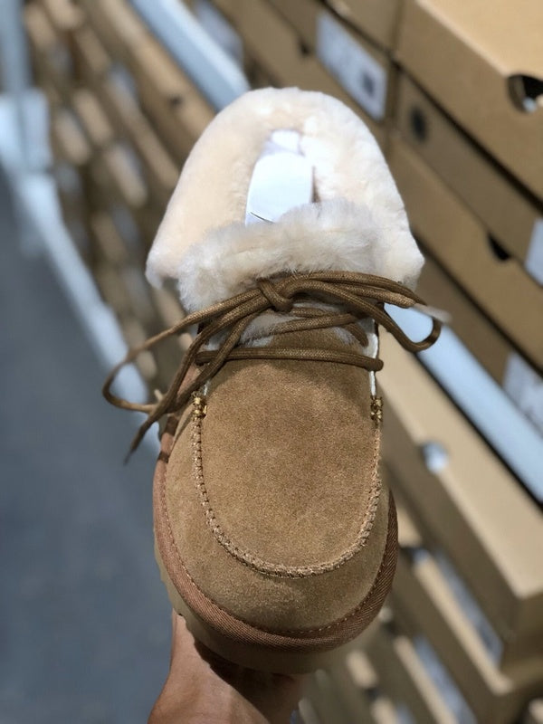 3090 Faux Fur Lace-Up Ankle Boots – Chestnut (In Stock)