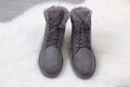 097 Versatile Fur-Lined Martin Boots – Grey