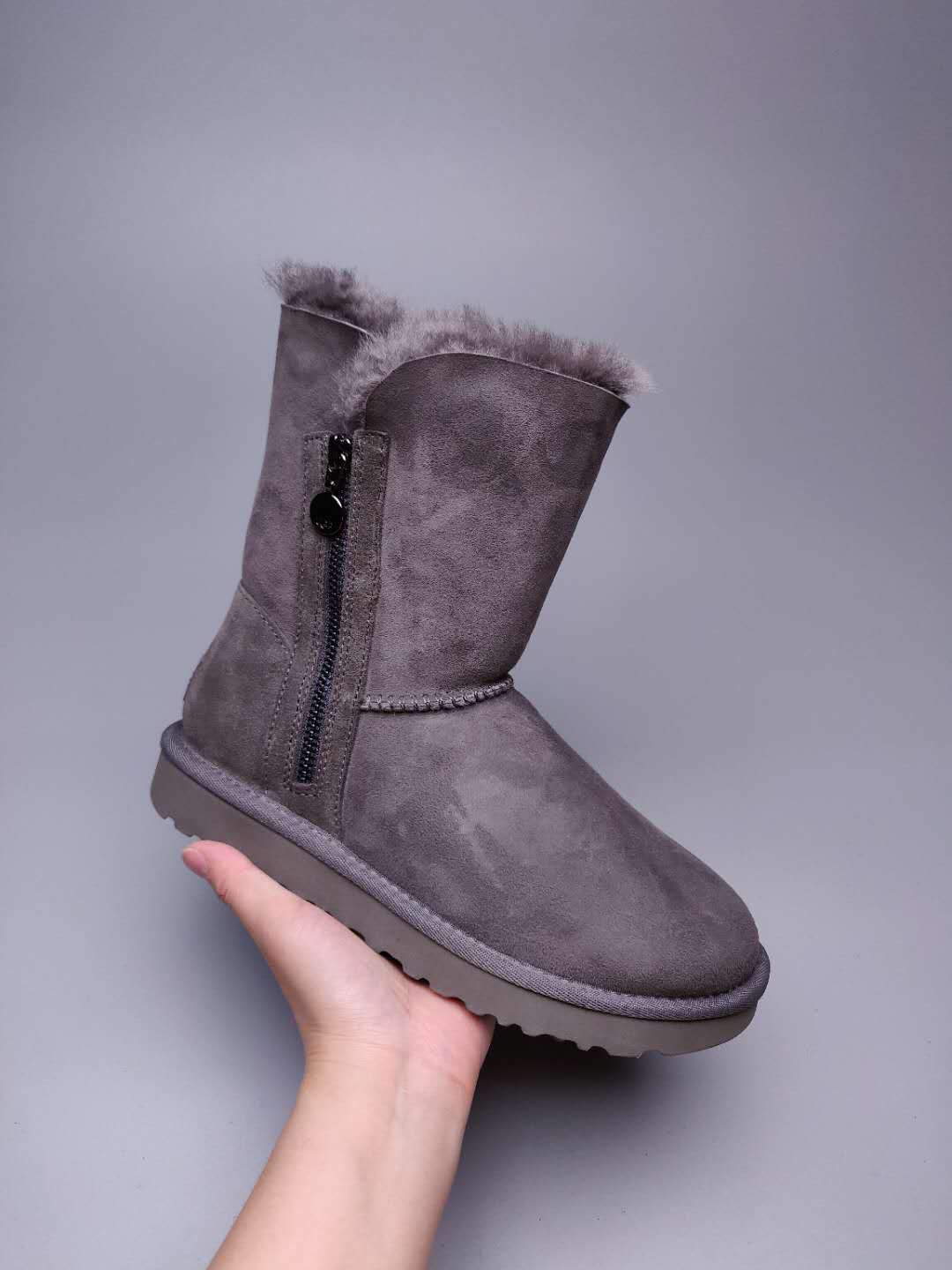 2480 Side-Zip Mid-Calf Boots – Grey (In Stock)