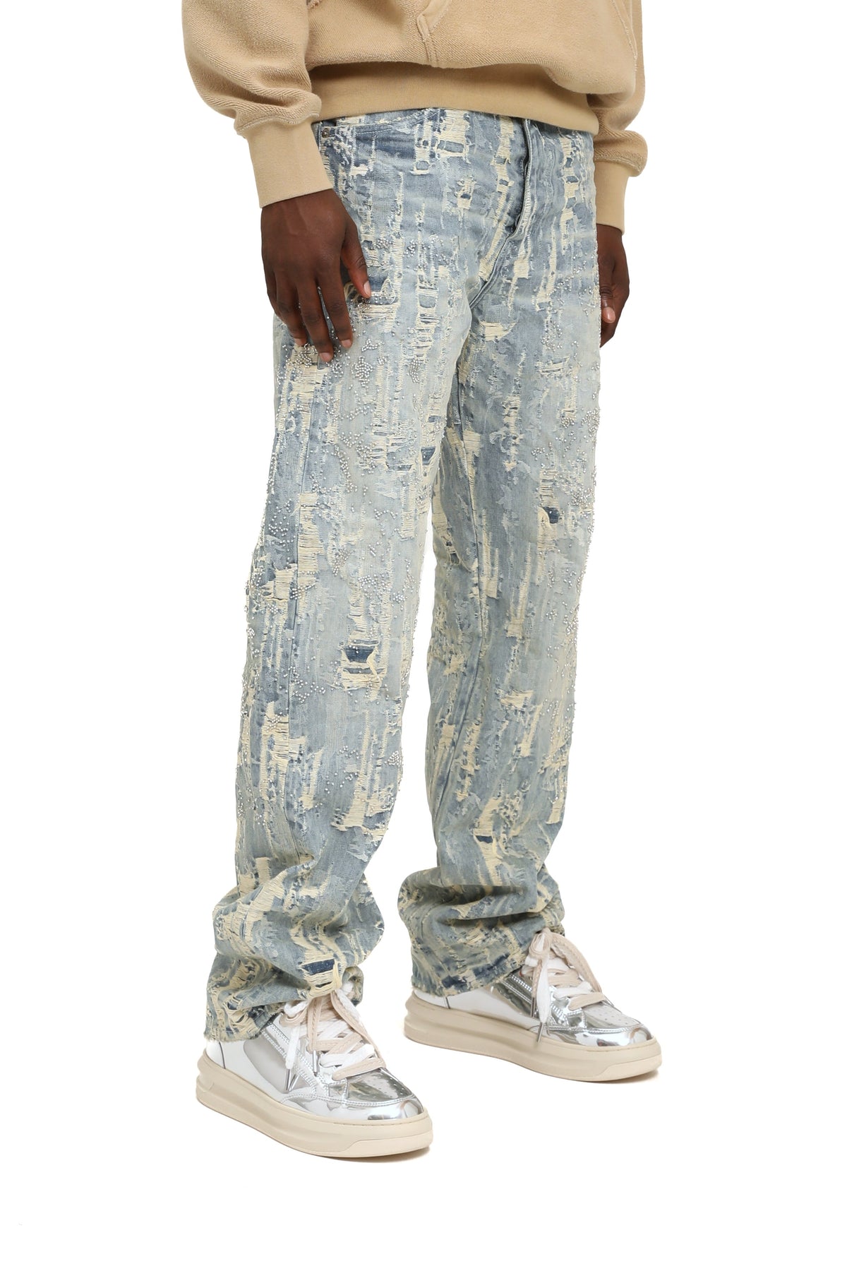 Purple Brand Bead Splatter Destroy Denim