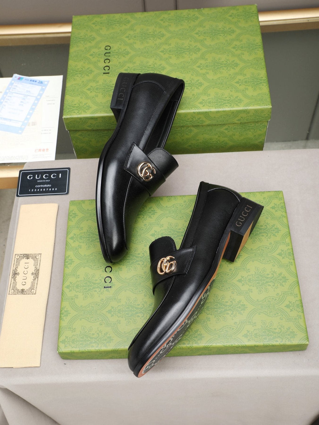 Gucci Black Logo-Hardware Loafers