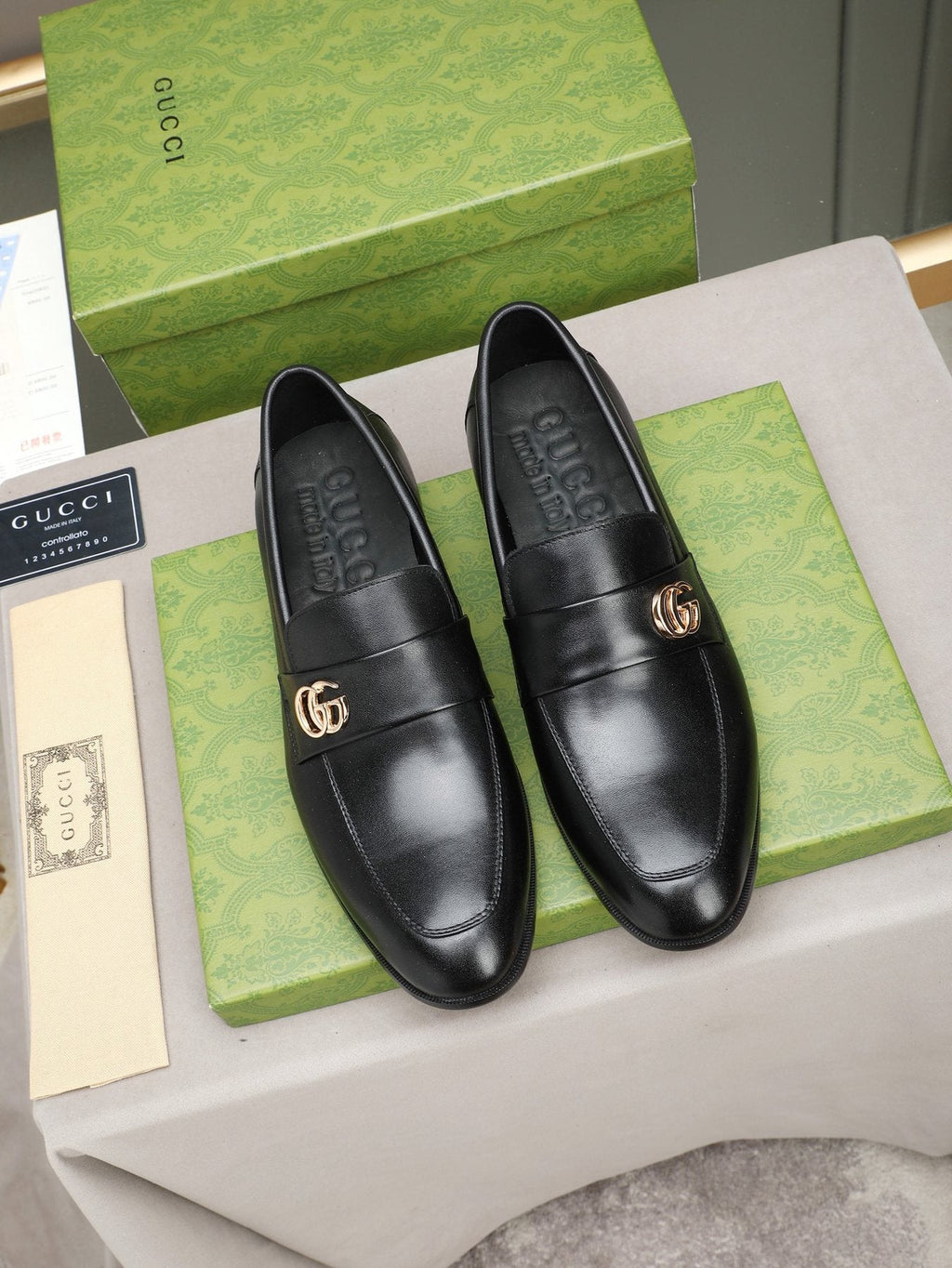 Gucci Black Logo-Hardware Loafers