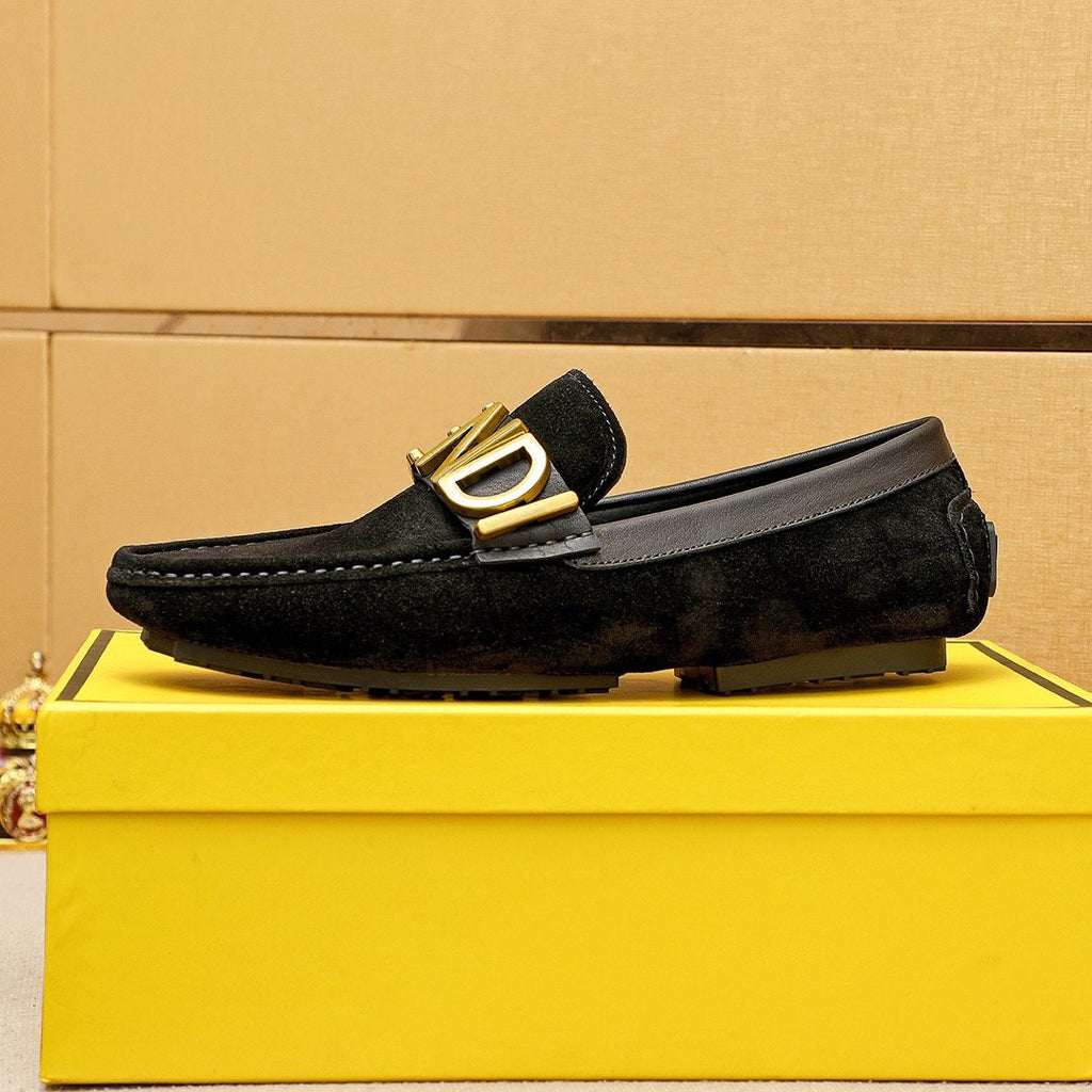 Fendi Black Logo Hardware Slip-On Loafers