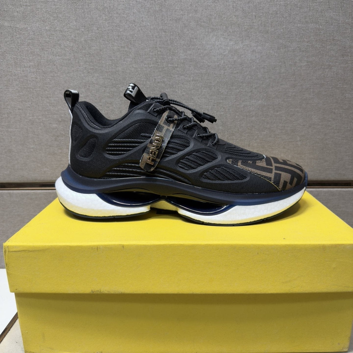 Fendi Men's Patterned Toe Low-Top Sneakers - Mixed-Material Upper With Mesh Lining