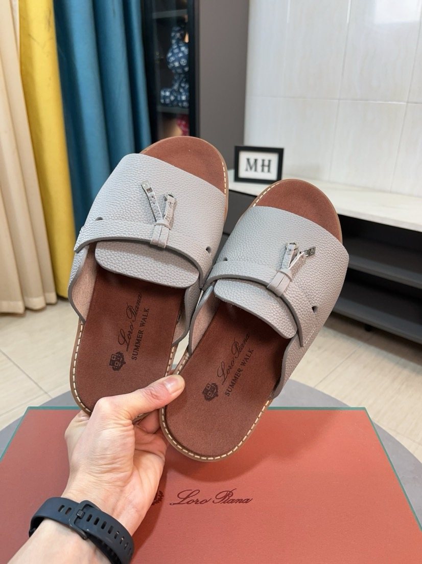 Loro Piana Textured Slide Sandals