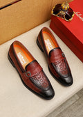 Ferragamo Men's Embossed Buckle Loafers